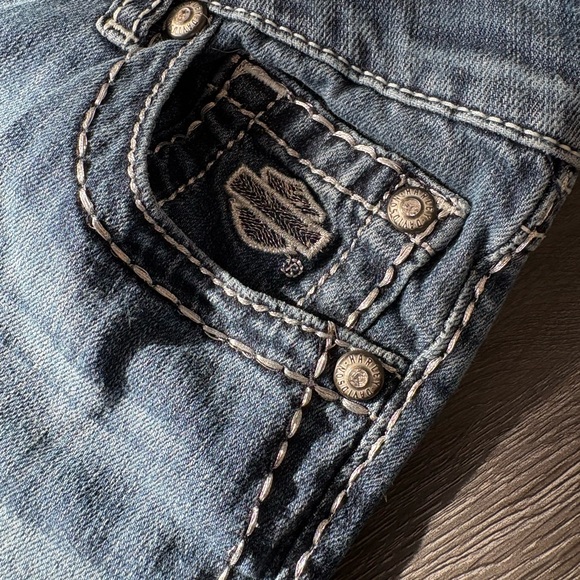 Harley Davidson Y2K Angel sequin sparkly flare jeans low rise - Picture 9 of 16